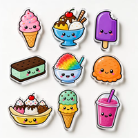 Aimant de réfrigérateur personnalisé en acrylique, style Kawaii, personnage mignon, épaisseur 3 mm, découpe, impression UV, support magnétique noir, faible MOQ