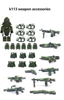 Pack d'accessoires d'équipement de guerre, armes, 6 tenues distinctes, gilet, briques MOC, accessoires, jouets, soldat de l'armée
