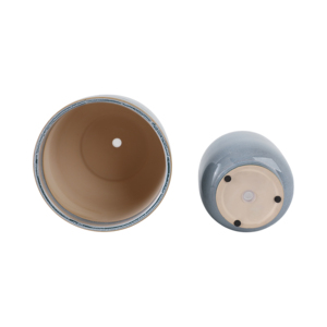 Set di vasi in gres reattivo smaltato per piante da interno e decorazioni per la casa, fioriere in ceramica con finitura blu-grigio - Product Image 5