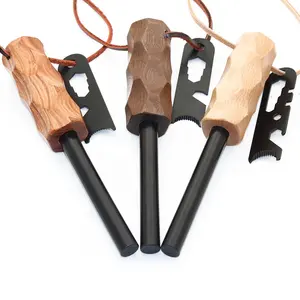 Other Camping Hiking Products Multitools Scraper Wood Handle Emergency Ferrocerium Rod Fire Starter