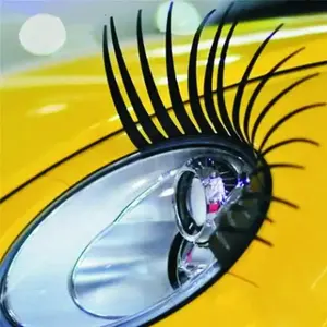 1pair 3D Charming Black False Eyelashes Car Headlight Eyelash Stickers Car Headlight Decoration Accessories