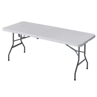 Table de pique-nique rectangulaire pliable moderne pour hôtels, mariages, événements en plein air, avec structure métallique empilable (matériau HDPE)