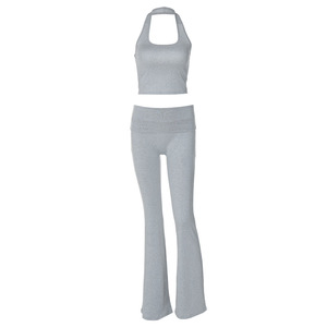 <span class=keywords><strong>Pour</strong></span> les femmes 2025 été nouvelle mode rue <span class=keywords><strong>raquette</strong></span> cou dos nu gilet court solide maigre <span class=keywords><strong>pantalon</strong></span> un ensemble respirant décontracté - Product Image 5