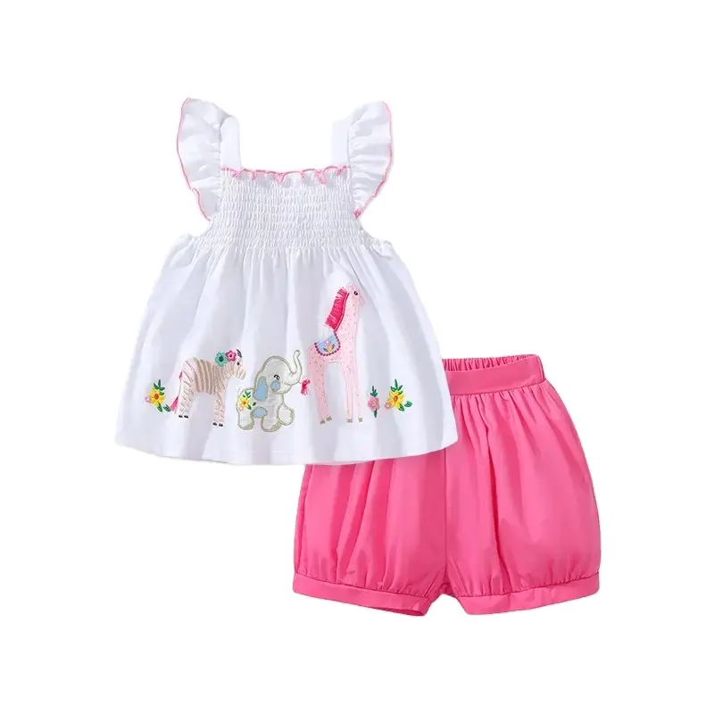 Nouveauté Vêtements personnalisés pour bébés filles Vêtements pour enfants pour filles Ensemble de costumes brodés pour enfants