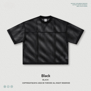 Camiseta de manga corta apilada de malla estilo europeo y americano para hombre, con diseño hueco ancho, Colección Primavera/Verano 2026 - Product Image 1