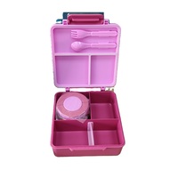 Niedliche Schul-Thermoskanne Bento-Lunchbox mit Griff und Deckel 4-Fach Mikrowellengeeigneter Thermobehälter für Erwachsene & Kinder