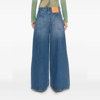 Jean Harem Femme Taille Mi-Haute Coupe Super Ample Respirant Denim Écologique Style Streetwear Sexy Vintage Effet Brossé à la Main Poche Arrière