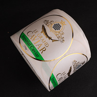 Étiquette en rouleau en feuille d'aluminium argentée imperméable pour boîtes de caviar, étiquette adhésive durable en aluminium pour caviar
