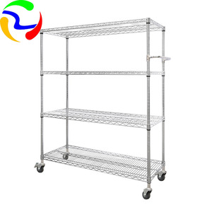 Estante de metal ajustable Estante de almacenamiento de malla de alambre móvil rodante galvanizado con ruedas Protección contra la corrosión - Product Image 6