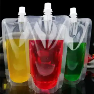 Transparent Plastic Liquor Pouches Drinking Flasks Reusable Liquid Spout Bag BPA Free