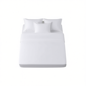 Ensemble de draps Esmeralda, 50% coton, 50% polyester, 200 fils, blanc uni, literie pour la maison, 4 pièces - Product Image 1