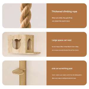 Tiragraffi per Gatti da Parete in Legno Massello, Combinazione Fai-da-te, Struttura per Arrampicata per Gatti, Senza Formaldeide, Eco-Friendly, Arredamento per Animali Domestici - Product Image 4
