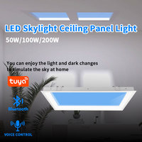 Plafonnier LED CE encastré ultra-plat, lumière artificielle d'ambiance, faux fenêtre, lumière du soleil, intensité variable, panneau LED intelligent bleu Coelux