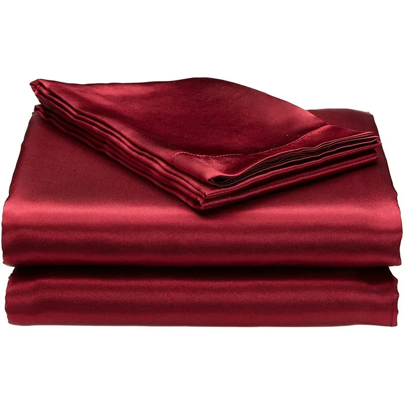 Draps plats en soie de luxe King Queen Size 100%, draps de lit en soie de mûrier pur