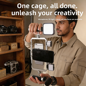 Kit vidéo mobile multifonctionnel avec support universel à dégagement rapide pour téléphone et poignée rotative, cage de lapin à attraction magnétique - Product Image 2