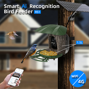 Nourrisseur d'oiseaux AI solaire Elecpat, avec reconnaissance AI, vidéo en direct en HD 1296P et reconnaissance automatique des - Product Image 2