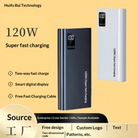 Batterie externe 120W à charge rapide en PVC, 20000mAh, ultra-plate, avec affichage numérique, alimentation mobile, cadeau, logo personnalisé