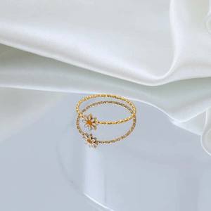 <span class=keywords><strong>Anello</strong></span> sottile con motivo in pizzo alla moda PVD placcato oro 18k in acciaio inossidabile sottile a goccia margherita <span class=keywords><strong>anello</strong></span> in rilievo donna - Product Image 3