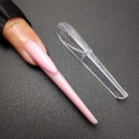 Formes doubles carrées allongées pour extensions d'ongles en acrylique, style French, avec logo personnalisé, double haute qualité