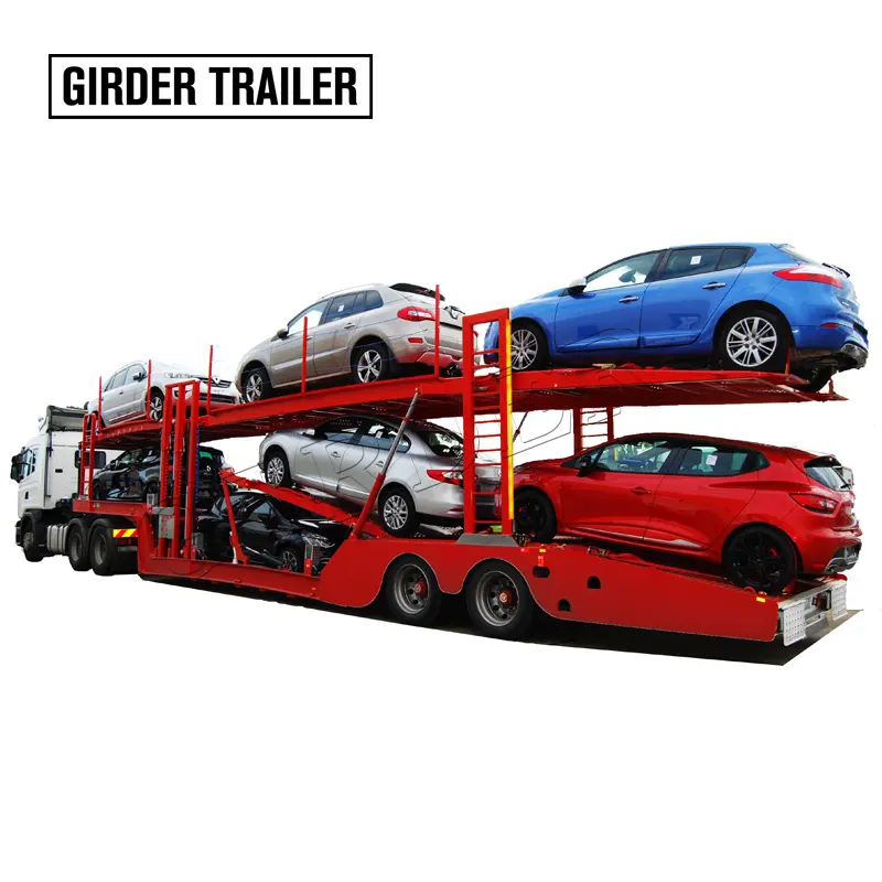 Hot sale double axel 6 cars carrier trailer with airbag