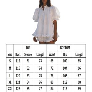 Conjunto de Dos Piezas Blanco Personalizado 2026 para Mujer, Camisa de Manga Abullonada y Pantalones Cortos, Tela Oxford Transpirable, Estilo Casual para Primavera/Verano, Tallas S, M, L, XL, 2XL - Product Image 1