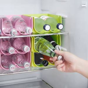 Boîte de rangement empilable en plastique pour garde-manger, organiseur de bouteilles d'eau, de vin, de bière, support de rangement pour réfrigérateur, garde-manger - Product Image 6