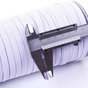 Rollo de <span class=keywords><strong>cord</strong></span>ón de banda elástica trenzada de costura antideslizante de poliéster plano blanco elástico - Product Image 5