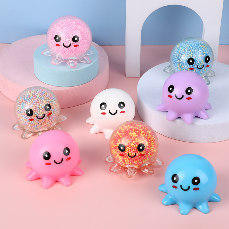 TXL69 Stress Relief Toys Slow Rising Glowing Octopus TPR Squishy Toy Adult Kids Stress Ball Octopus Fidget Squeeze Toys