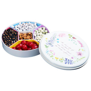 Five Compartment Candy Box With Lid Round Spring Fruit Box 8608 Storage Tray For Nuts Dried Fruits And Snacks Living Room Use - Product Image 5