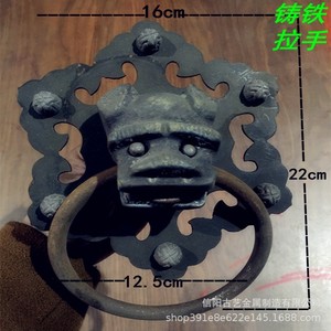 Poignée de porte en fer Xinyang Guyi avec anneau tête de bête, style ancien noir, pour porte chinoise traditionnelle - Product Image 2