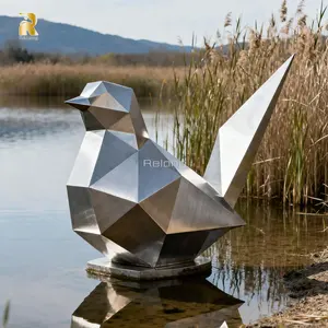 Custom Design Moderne Stijl Grote Geometrische Gesneden Roestvrij Staal Vogel Beeldje Sculptuur Voor Outdoor Landschapsdecoratie - Product Image 5