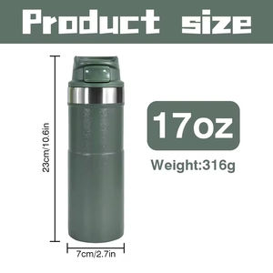 בקבוק מים נירוסטה נייד עם מכסה להעיף את מכסה יצירתי ישר מבודדים, עיצוב קלאסי עבור קפה ספורט קפה - Product Image 2