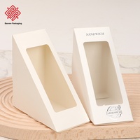 Boîtes à sandwich jetables en papier kraft Baoren avec fenêtre, emballages pour sandwichs, boîtes à pâtisserie triangulaires, boîtes à lunch de qualité alimentaire