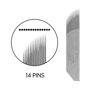 高品質保証 使い捨てマイクロブレーディングブレード 14ピン アングルフォグ 眉毛タトゥーニードル アートメイク用針 - Product Image 4