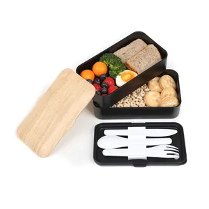 تحلل الميكروويف آمنة الطعام المتوفر pp البلاستيك 2 طبقة الغداء الغذاء الحاويات بينتو علب الاغذية