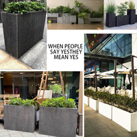 Jardinières Modernes Grandes pour l'Extérieur, Pots à Fleurs en Béton Vert, Jardinières de Jardin en Fibre de Verre, Logo Personnalisé, Sculptées à la Main