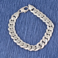 Bracelet chaîne à maillons motifés en argent sterling 925 de 10 mm, vintage, unisexe, fait main, bijoux turcs, cadeau, fête, mariage, NUSRET