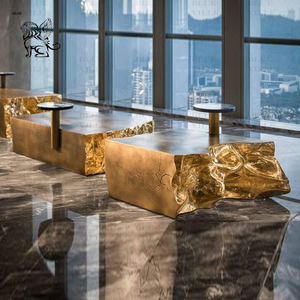 Decorazione per la casa moderna Design creativo astratto frattura superficie specchio lucidato in acciaio inox <span class=keywords><strong>tavolo</strong></span> scultura per lobby - Product Image 3