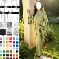 Abaya en satin de qualité supérieure personnalisée avec bordure brodée et boutons Aakad, vêtements musulmans élégants, vêtements islamiques, abaya brodée pour l'Aïd Ramadan