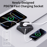Prise de courant de style cube avec fonction magnétique de chargeur USB PD67W plus rapide pour ordinateur portable nouveau matériel PC de conception allemande/coréenne