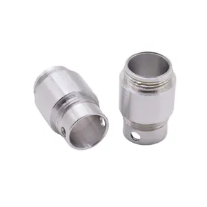 Custom Aluminium Turned Parts Non Standard Steel Connecting Pipe Sleeve Double Head Thread with Hole CNC Lathe Machining