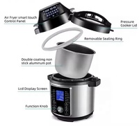 GTAP06-A Autocuiseur Électrique en Acier Inoxydable 6L avec Friteuse à Air, Double Couvercle, Contrôle Numérique Multifonctionnel et 18 Programmes