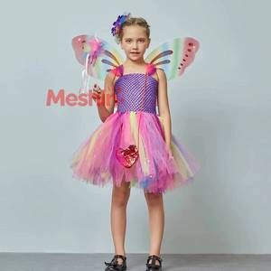 Disfraz de Princesa Elfa Rosa para Niñas, Traje Elegante para Fiesta de Cumpleaños o Halloween, Vestido de Hada con Alas - Product Image 1