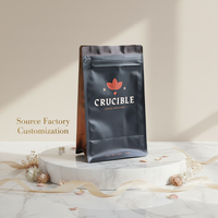 Sacs d'emballage pour grains de café durables, imprimés en héliogravure, à fond carré, avec fermeture éclair supérieure, de qualité alimentaire, résistants à l'humidité et anti-fuite, réutilisables pour