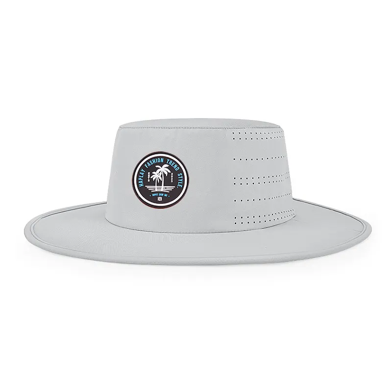 Topi Pancing Boonie Tepi Lebar Grosir Topi Ember Kustom Logo Bordir dengan Tali