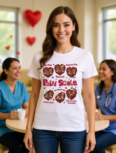 T-shirt divertente con scala del dolore 0-10, grafica con termini di girocolloredo per infermieri, abbigliamento umoristico per il settore sanitario, t-shirt casual a maniche corte con scollo rotondo, per donna e uomo - Product Image 2