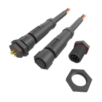 AHUA Fil électrique à souder personnalisé Connecteur de panneau mâle M08 1A DC Power Plug Overmold Female Cable Connector IP67 6Pin