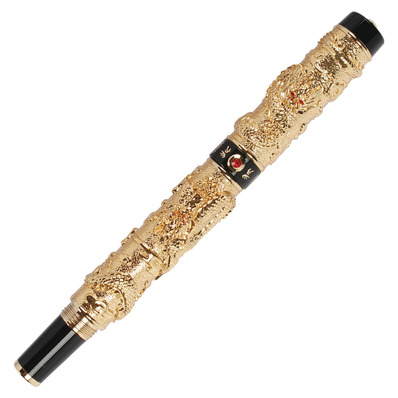 Jinhao 万年筆 ローラーボールペン ドラゴン彫刻 レリーフ
