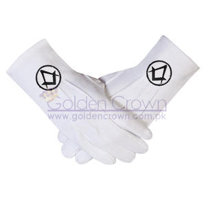 Gants en coton maçonnique de haute qualité en gros avec logo brodé | Fournisseur de gants de parade maçonnique - Product Image 1
