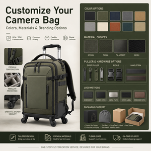Sac à dos de voyage rembourré antichoc pour appareil photo, sac à roulettes professionnel pour appareil photo reflex numérique, étanche, avec insert pour photographie - Product Image 3